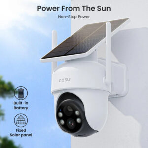 aosu SolarCam D1 Classic 2K Outdoor PTZ Wi-Fi Turret Night Vision 4-Camera Kit